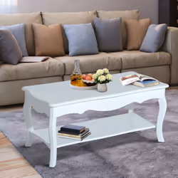HOMCOM 2 Tier Wooden Coffee Tea Table End Table with Storage Shelf