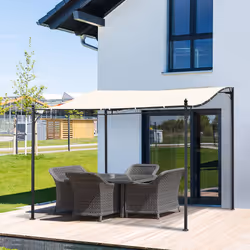 Outsunny 3 x 3M Wall Mounted Awning Free Stand Canopy Shade Garden Porch Pergola