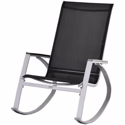 Outsunny Rocking Chair Sun Lounger Garden Seat w/ High Back Black
