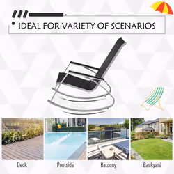 Outsunny Rocking Chair Sun Lounger Garden Seat w/ High Back Black