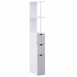 HOMCOM Bathroom Storage Cupboard Thin Cabinet Unit Shelf White