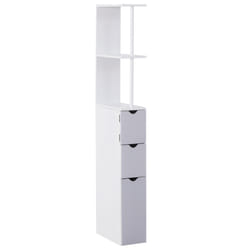 HOMCOM Bathroom Storage Cupboard Thin Cabinet Unit Shelf White