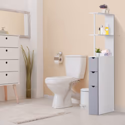 HOMCOM Bathroom Storage Cupboard Thin Cabinet Unit Shelf White - Additional view 10
