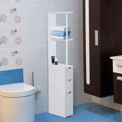 HOMCOM Bathroom Storage Cupboard Thin Cabinet Unit Shelf White