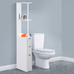 HOMCOM Bathroom Storage Cupboard Thin Cabinet Unit Shelf White