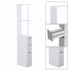 HOMCOM Bathroom Storage Cupboard Thin Cabinet Unit Shelf White - Additional view 4