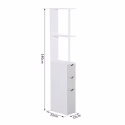 HOMCOM Bathroom Storage Cupboard Thin Cabinet Unit Shelf White - Additional view 8