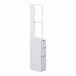 HOMCOM Bathroom Storage Cupboard Thin Cabinet Unit Shelf White - Additional view 9