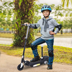 HOMCOM Foldable Powered Scooter 120W w/ Adjustable Seat, Brake, Black