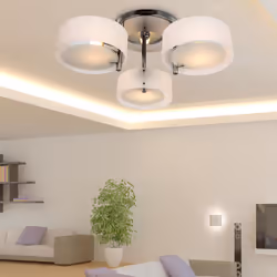 HOMCOM Acrylic Lamp Ceiling Light Pendant Chandelier with 3 Lights Chrome Finish