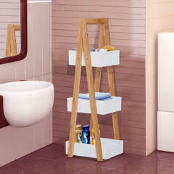 HOMCOM Bathroom Rack A shape 3-Tier Storage Unit Shelving Organizer