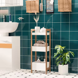 HOMCOM 3-Tier Bathroom Rack Organizer Storage Shelf Rack Free Standing Bamboo
