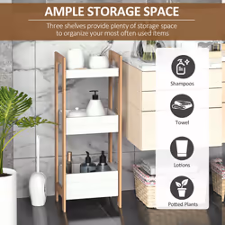HOMCOM 3-Tier Bathroom Rack Organizer Storage Shelf Rack Free Standing Bamboo