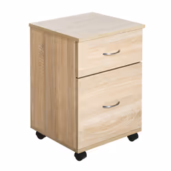 Homcom 2 Drawer Wooden Filing Cabinet with Wheels - Oak