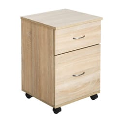 Homcom 2 Drawer Wooden Filing Cabinet with Wheels - Oak