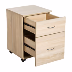 Homcom 2 Drawer Wooden Filing Cabinet with Wheels - Oak