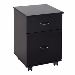 Homcom 2 Drawer Wooden Filing Cabinet with Wheels - Black