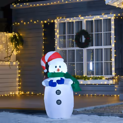 HOMCOM 4ft Inflatable Christmas Snowman Decoration LED Lights for Lawn Garden