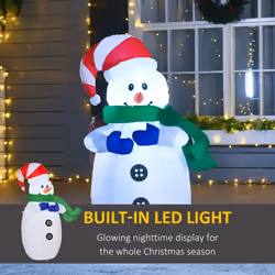 HOMCOM 4ft Inflatable Christmas Snowman Decoration LED Lights for Lawn Garden