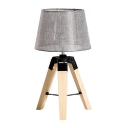 Homcom Wooden Tripod Table Lamp with Bulb Base - Grey Shade