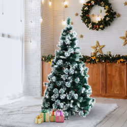 Homcom Christmas Tree Artificial Berry Xmas with Metal - 5ft / 150cm