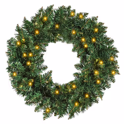 HOMCOM Christmas Wreath 50 Warm White LED Lights Ideal Artificial Decor