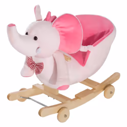 Homcom Ride on Rocking Toy 2 in 1 Plush Elephant - Pink