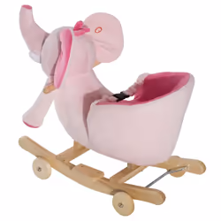 Homcom Ride on Rocking Toy 2 in 1 Plush Elephant - Pink