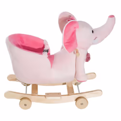 Homcom Ride on Rocking Toy 2 in 1 Plush Elephant - Pink