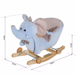 Homcom Ride on Rocking Toy 2 in 1 Plush Elephant - Blue