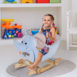 Homcom Ride on Rocking Toy 2 in 1 Plush Elephant - Blue