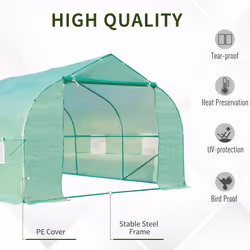 Outsunny 6 x 3M Walk in Polytunnel Greenhouse Large Outdoor Grow House w/ Door
