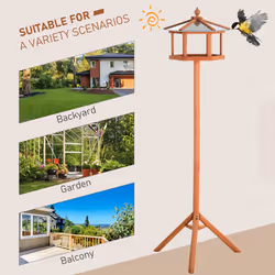 PawHut Bird Table Wooden Feeding Station with Stand for Garden Wooden 153cm