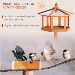 PawHut Bird Table Wooden Feeding Station with Stand for Garden Wooden 153cm - Additional view 4