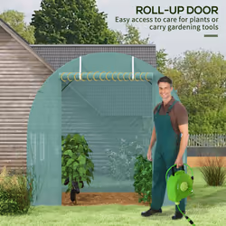 Outsunny Polytunnel Greenhouse Outdoor Grow House Roll Up Door Windows 2x2.5m