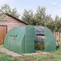Outsunny 4 x 3M Walk-in Garden Polytunnel Greenhouse Galvanised Steel W/ Door