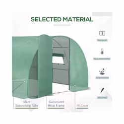 Outsunny 4 x 3M Walk-in Garden Polytunnel Greenhouse Galvanised Steel W/ Door