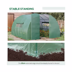 Outsunny 4 x 3M Walk-in Garden Polytunnel Greenhouse Galvanised Steel W/ Door