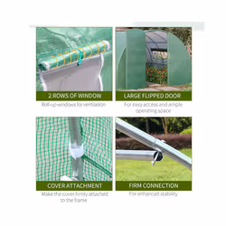 Outsunny 4 x 3M Walk-in Garden Polytunnel Greenhouse Galvanised Steel W/ Door - Additional view 4