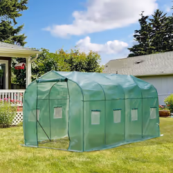 Outsunny Walk-In Polytunnel Greenhouse With Windows - 4m