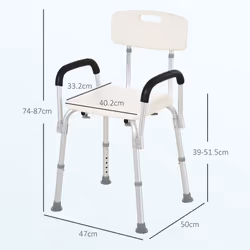 HOMCOM Light Weight Aluminum Shower Bench Portable Lift Chair w/ Back & Armrest
