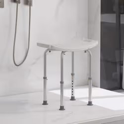 HOMCOM Aluminium Shower Stool w/ Adjustable Height Non-Slip Bath Stool White