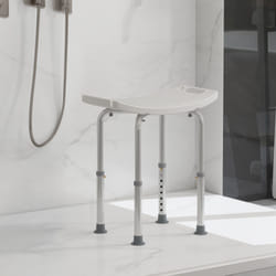 HOMCOM Aluminium Shower Stool w/ Adjustable Height Non-Slip Bath Stool White