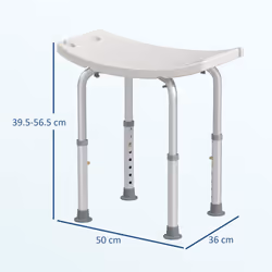 HOMCOM Aluminium Shower Stool w/ Adjustable Height Non-Slip Bath Stool White
