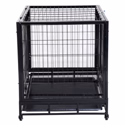 PawHut Heavy Duty Pet Cage with Wheels | Metal Dog Kennel - 38 inches - Additional view 4
