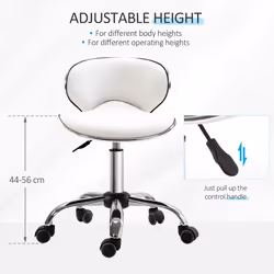 HOMCOM Office Chair Beauty Salon Rolling Technician Stool Chair Low Back White - Additional view 10