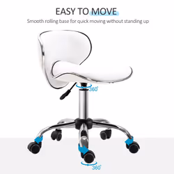 HOMCOM Office Chair Beauty Salon Rolling Technician Stool Chair Low Back White - Additional view 11