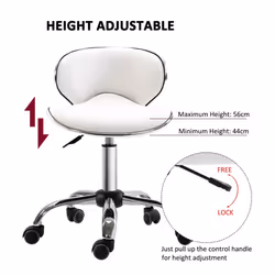 HOMCOM Office Chair Beauty Salon Rolling Technician Stool Chair Low Back White