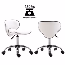 HOMCOM Office Chair Beauty Salon Rolling Technician Stool Chair Low Back White
