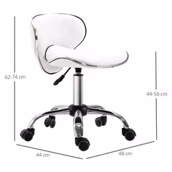 HOMCOM Office Chair Beauty Salon Rolling Technician Stool Chair Low Back White - Additional view 8